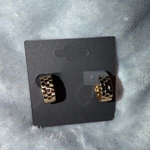 Rose Gold Watchband Huggie Earrings